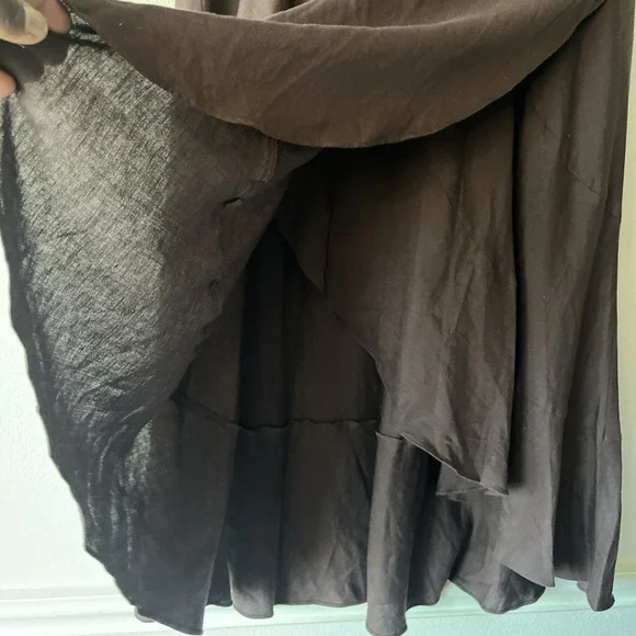 NY Collection Woman Linen Blend Asymmetrical Flowy Lagenlook Brown Skirt 1X - Picture 4 of 11